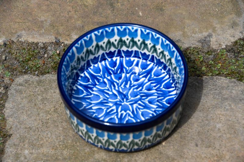 Polish Pottery Blue Tulip pattern Ramekin by Ceramika Artystyczna