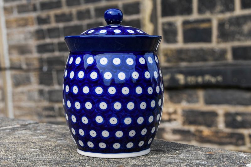 Blue Spotty Storage Container by Ceramika Artystyczna Polish Pottery