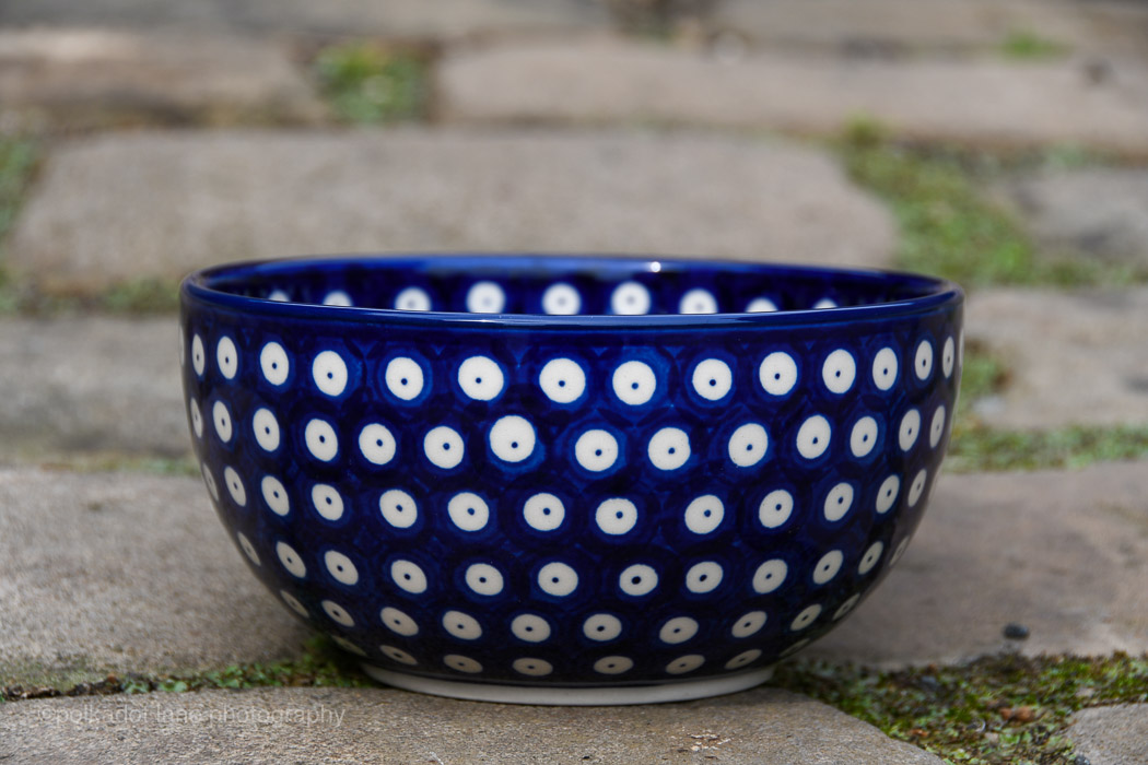 Blue Spotty Large Cereal Bowl from Polkadot Lane Polish Pottery UK shop