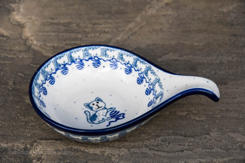 Polish Pottery Cat Pattern Nibble Dish by Ceramika Artystyczna Polish pottery.