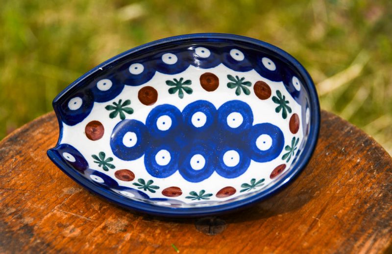 Polish pottery Fern Spot Spoon Rest by Ceramika Artystyczna