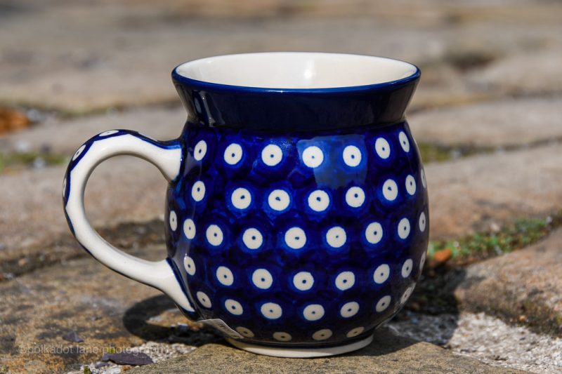Polish Pottery Polkadot Blue Large Mug by Ceramika Artystyczna from Polkadot lane UK