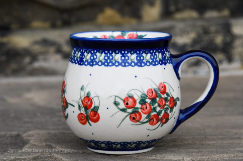 Polish Pottery Millena Medium Size Mug Red Apple Pattern from Polkadot Lane UK