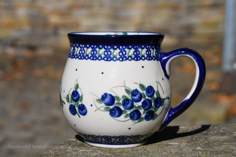 Polish Pottery Medium Size mug Blue Rose by Ceramika Millena from Polkadot Lane UK