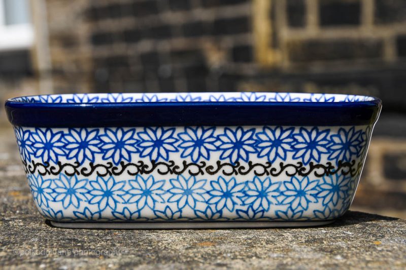 Polish Pottery Blue Daisy Small Pie Dish by Ceramika Artystyczna