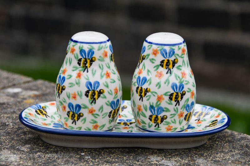 Polish Pottery Bee pattern Cruet Set by Ceramika Artystyczna