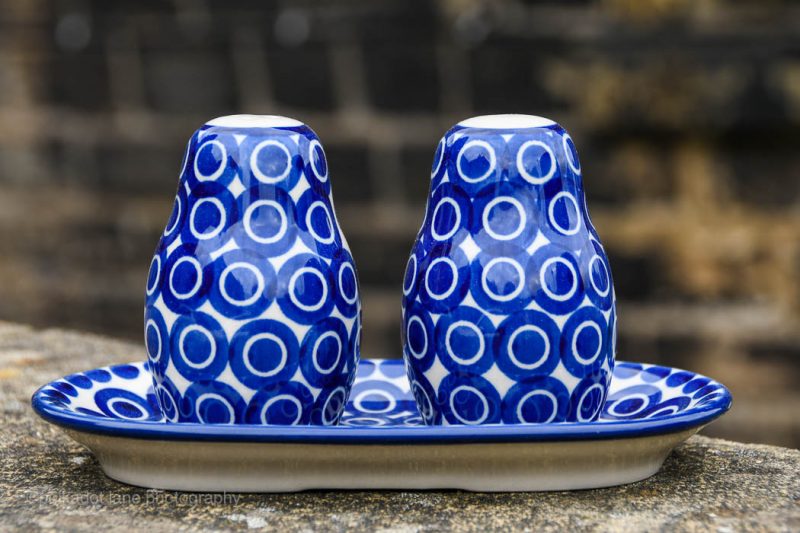 Polish Pottery Circles Pattern Salt and Pepper Cruet Set by Ceramika Artystyczna