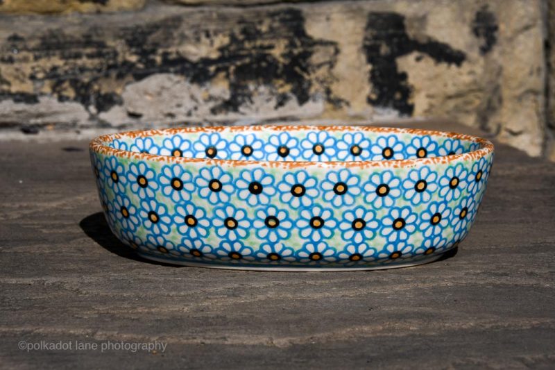 Polish Pottery Light Blue Oval Dish by Ceramika Millena