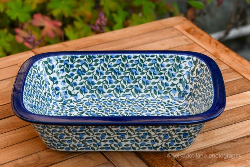 Blue Berry Leaf Pie Dish by Ceramika artystyczna Polish Pottery