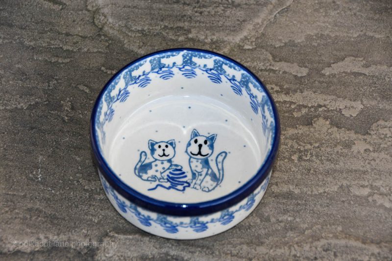 Polish Pottery Cat pattern Ramekin from polkadot lane Polish Pottery Shop