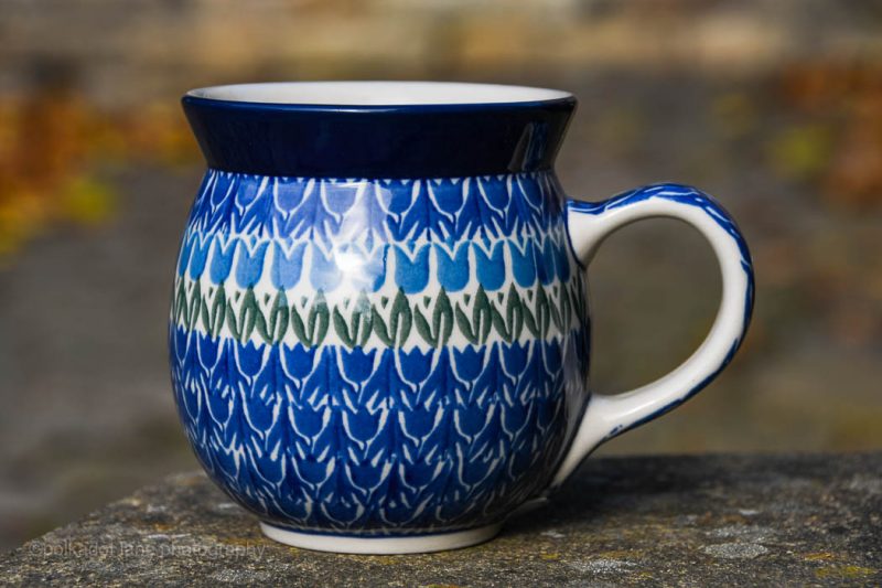 Polish Pottery Blue Tulip Large Mug from Polkadot Lane UK