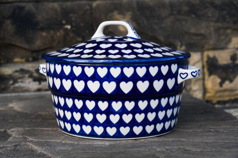 Hearts Pattern Casserole Dish by Ceramika Artystyczna from Polkadot Lane UK