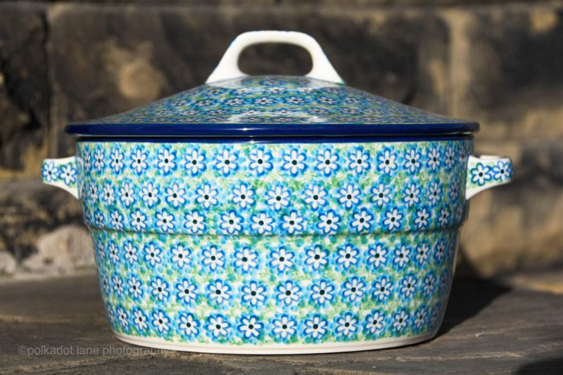 Polish Pottery Turquoise Daisy Casserole Dish by Ceramika Artystyczna. Buy from Polkadot Lane UK