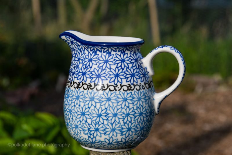 Blue Daisy Small Jug by Ceramika Artystyczna Polish Pottery.