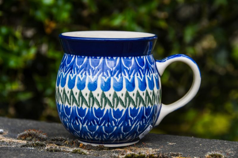Polish Pottery Blue Tulip Small Mug by Ceramika Artystyczna