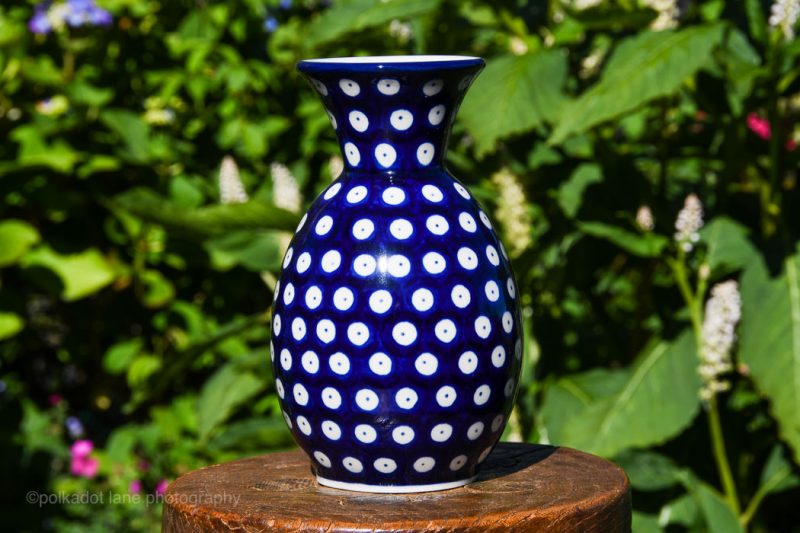 Polish Pottery Cobalt Polkadot Blue Vase from Polkadot Lane UK