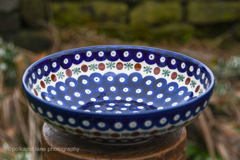 Polish Pottery Fern Spot Salad Bowl by Ceramika Artystyczna.Buy on linę from Polkadot Lane UK.