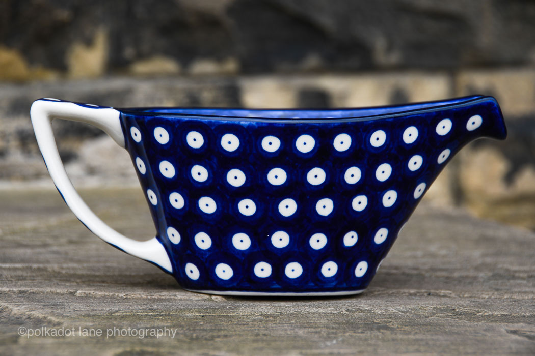 Blue Spotty Gravy Jug Polish Pottery from Polkadot Lane UK shop