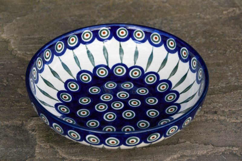 Polish Pottery Salad Bowl Peacock Leaf Pattern by Ceramika Artystyczna. Online and in store from Polkadot Lane UK