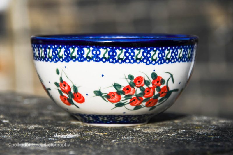 Millena Small Bowl Red Berry Pattern by Ceramika Millena Boleslawiec