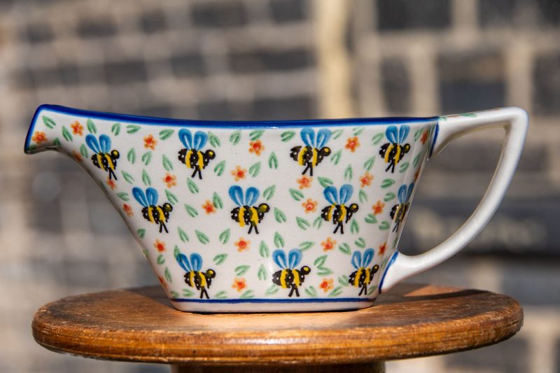 Polish Pottery Sauce Jug Bee pattern by Ceramika Artystyczna