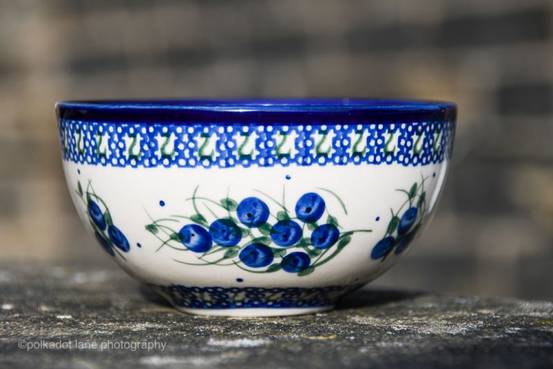 Millena Polish Pottery Blue Berry Small Bowl from Polkadot lane Polish pottery shop.