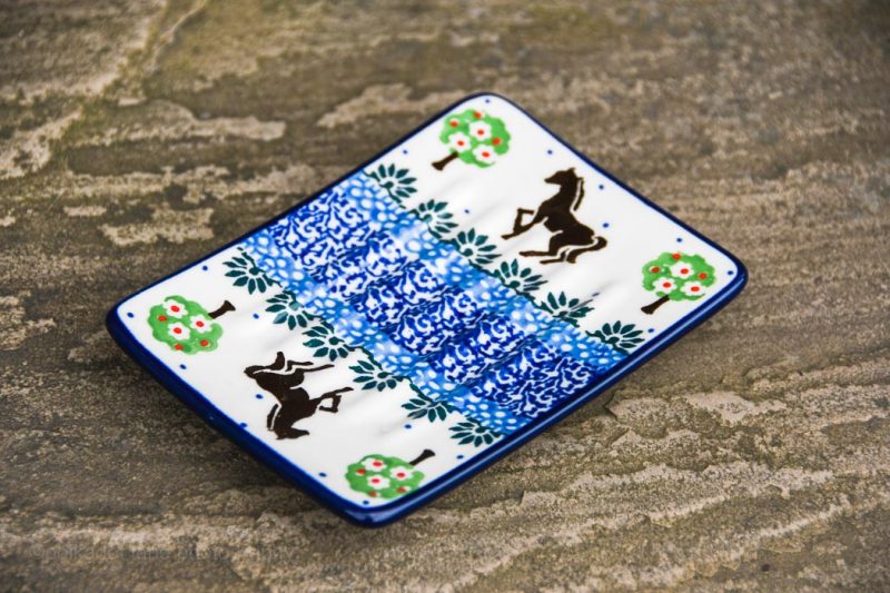 Horse Pattern Soap Dish by Ceramika Artystyczna.Buy online from Polkadot lane UK Polish Pottery Shop.