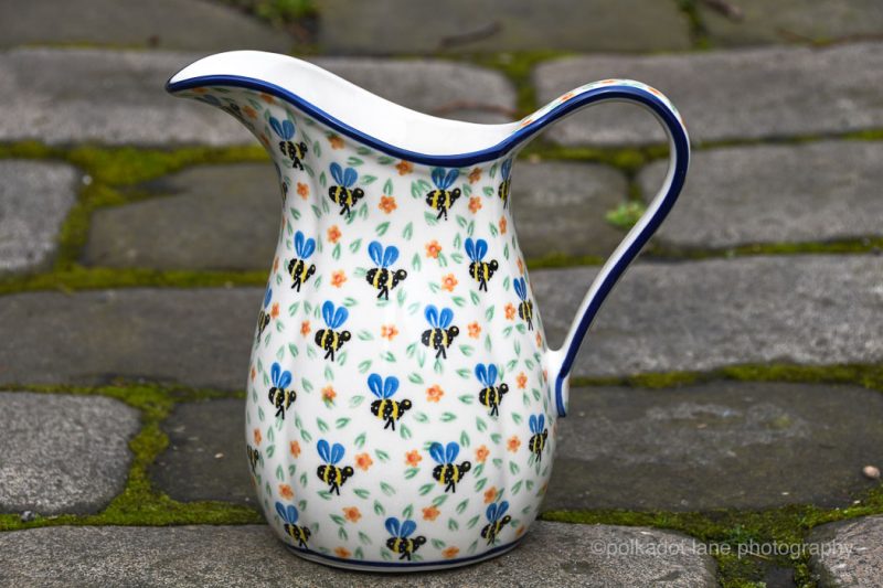 Bee Pattern Large Spout Jug by Ceramika Artystyczna.