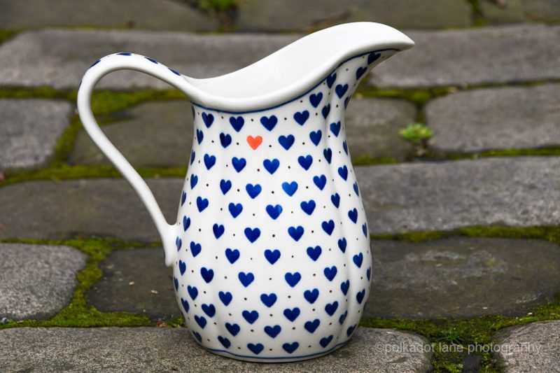 Polish Pottery Small Hearts Large Spout Jug by Ceramika Artystyczna