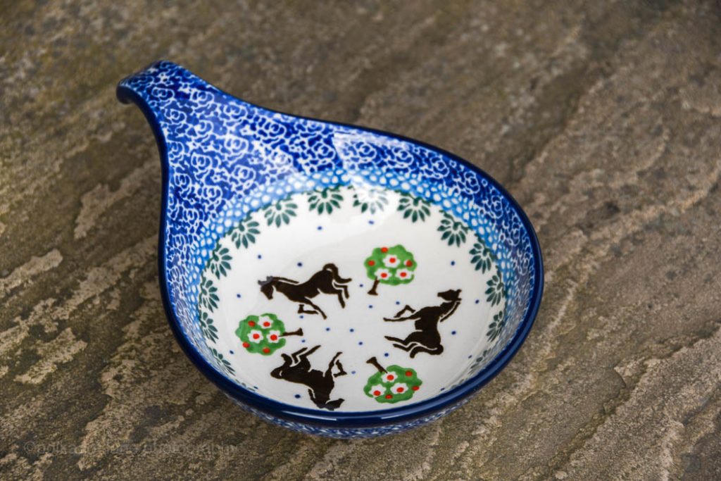 Horse Pattern Nibble Dish from Polkadot Lane Polish Pottery Shop
