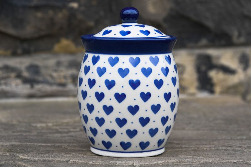 Small Hearts Pattern Small Storage Container by Ceramika Artystyczna