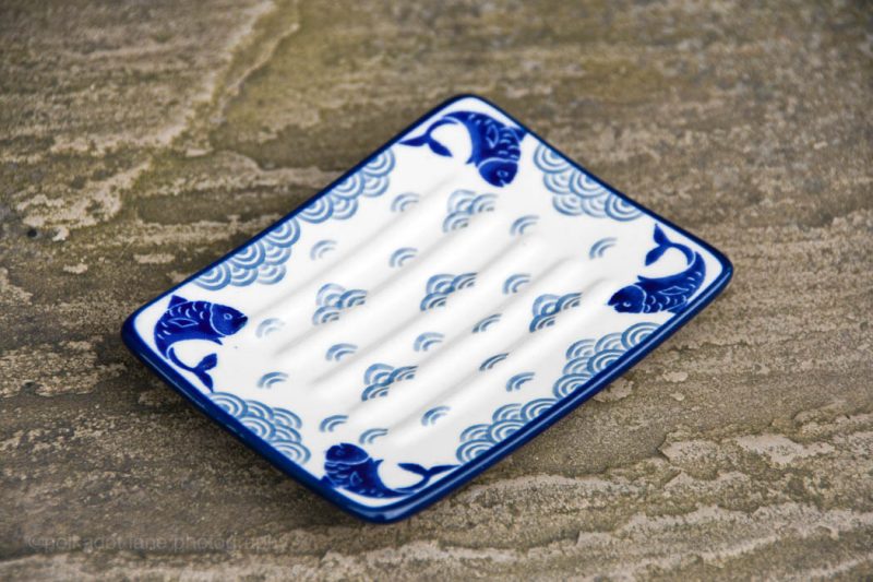 Polish Pottery Soap Dish Leaping Fish Pattern by Ceramika Artystyczna