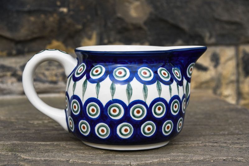 Polish Pottery Peacock Leaf Squat Jug from Polkadot Lane UK