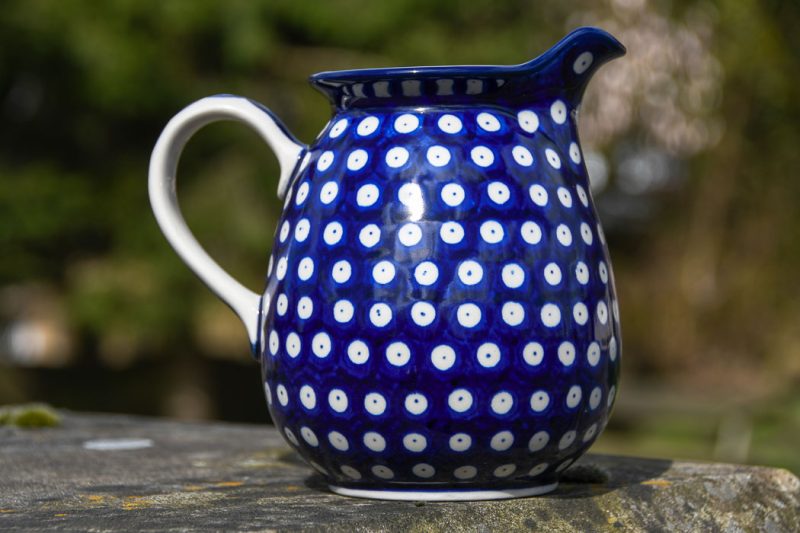 Polish Pottery Polkadot Blue One Litre Tableware Jug Ceramika Artystyczna