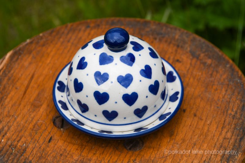 Small Hearts Polish Pottery Butter Bell by Ceramika Artystyczna