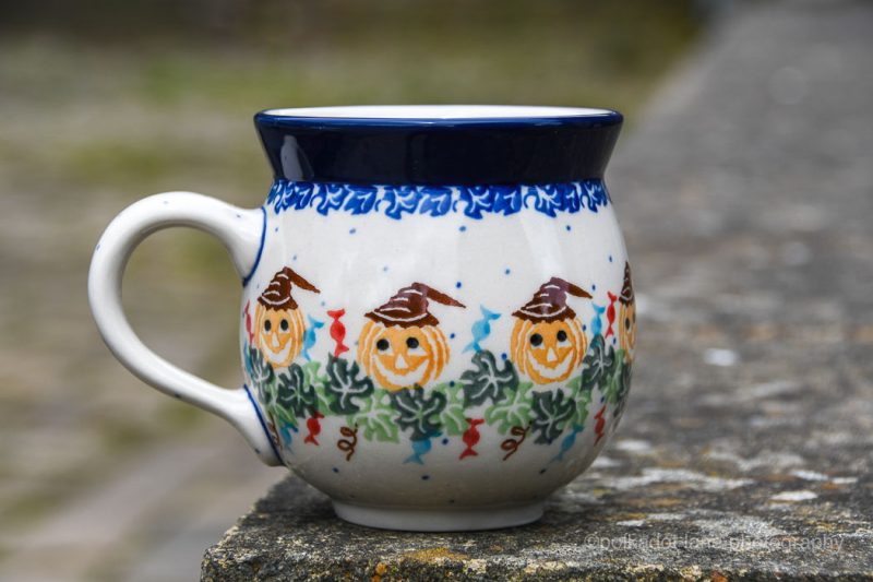 Polish Pottery Halloween Pattern Mug by Ceramika Artystyczna