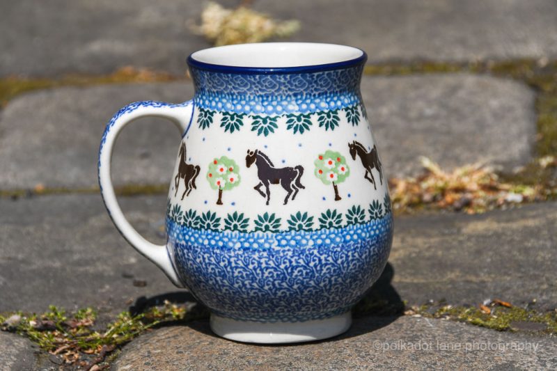 Polish Pottery Cosy Mug Horse Pattern by Ceramika Artystyczna