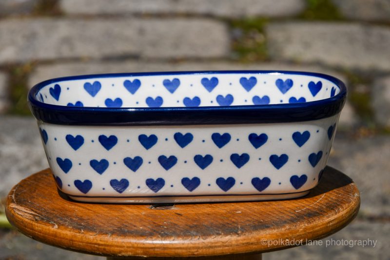 Polish Pottery Small Hearts Pattern Small Pie Dish by Ceramika Artystyczna