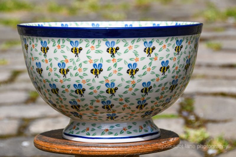 Polish Pottery Bee Pattern Large Bowl by Ceramika Artystyczna.