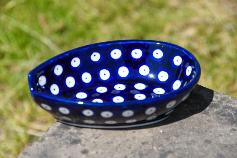 Polish Pottery Polkadot Blue Spoon Rest by Ceramika Artystyczna