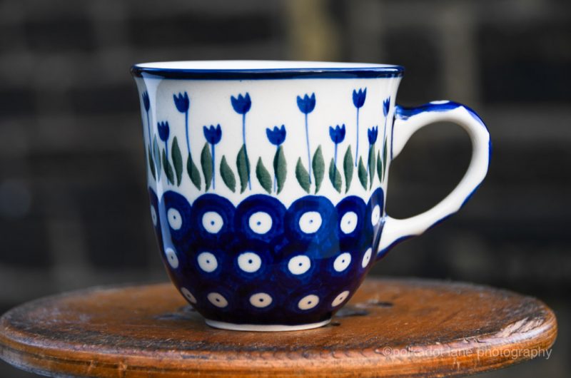 Tulip Spot Curved Mug by Ceramika Artystyczna Polish Pottery.