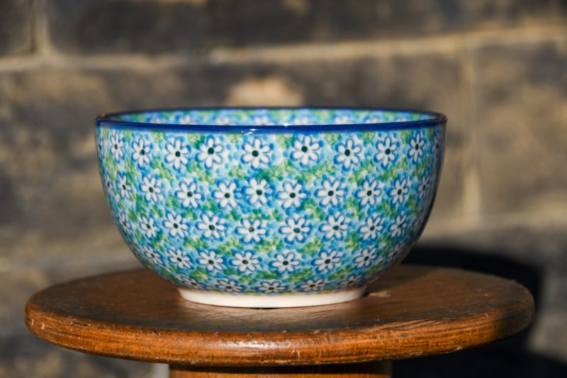 Turquoise Daisy Cereal Bowl by Ceramika Artystyczna.