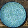 Polish Pottery Turquoise Daisy Dinner Plate by Ceramika Artystyczna
