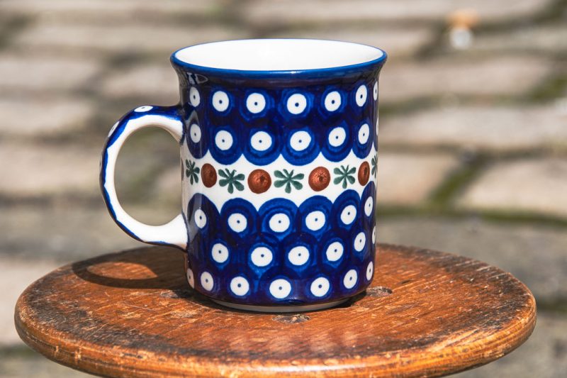 Polish Pottery Tea Mug Fern Spot pattern by Ceramika Artystyczna