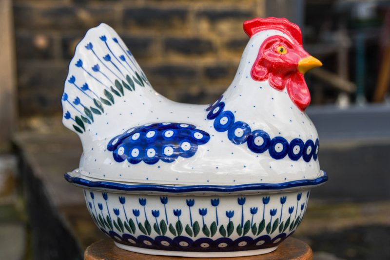 Polish Pottery Tulip Spot Large Hen Egg Container by Ceramika Artystyczna