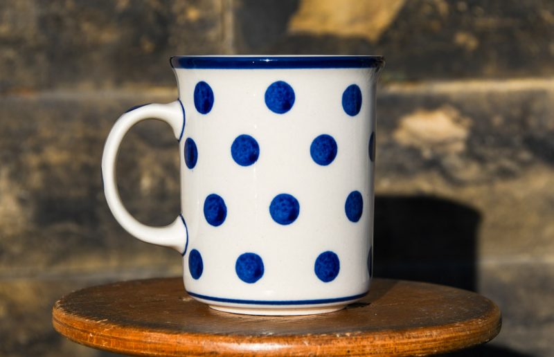Polish Pottery Blue Spot Large Mug by Ceramika Artystyczna