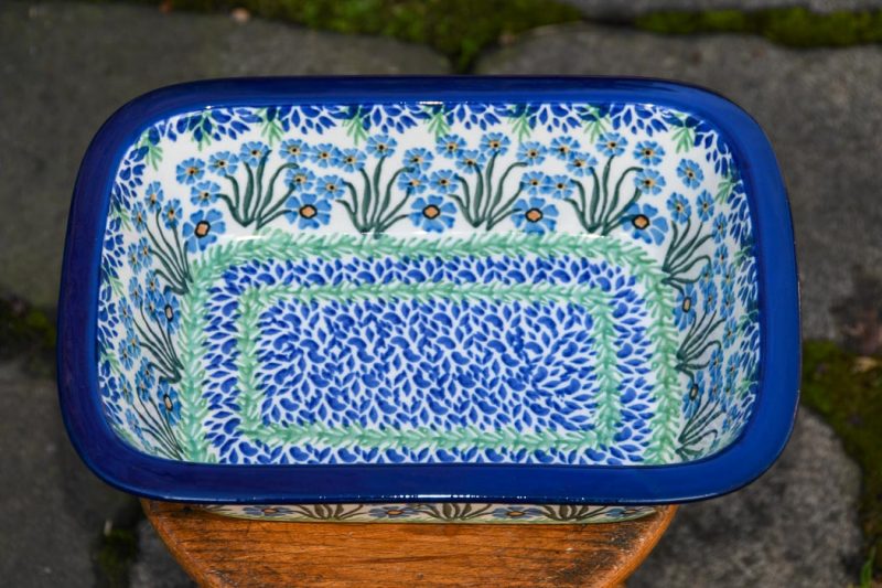 Polish Pottery Forget Me not Pie Dish by Ceramika Artystyczna