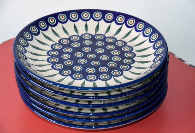 Peacock Leaf set of six Dinner plates by Ceramika Artystyczna.