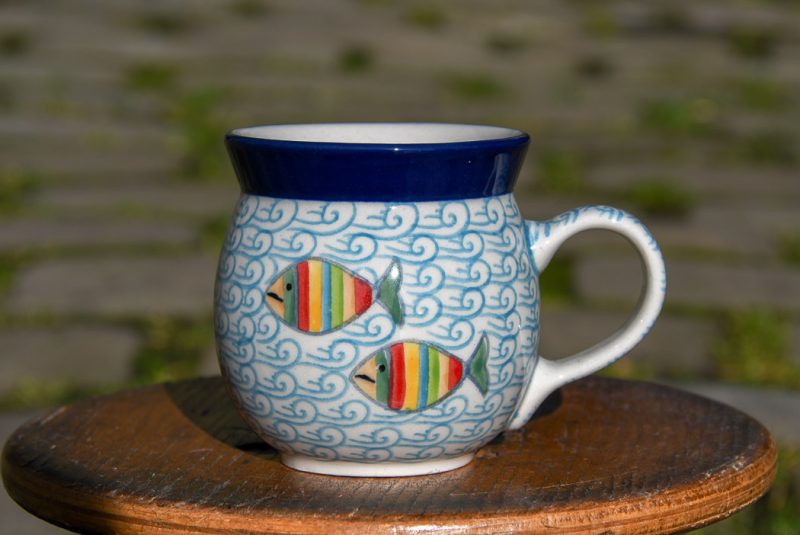 Polish Pottery Fish in the Sea pattern Small Mug by Ceramika Artystyczna