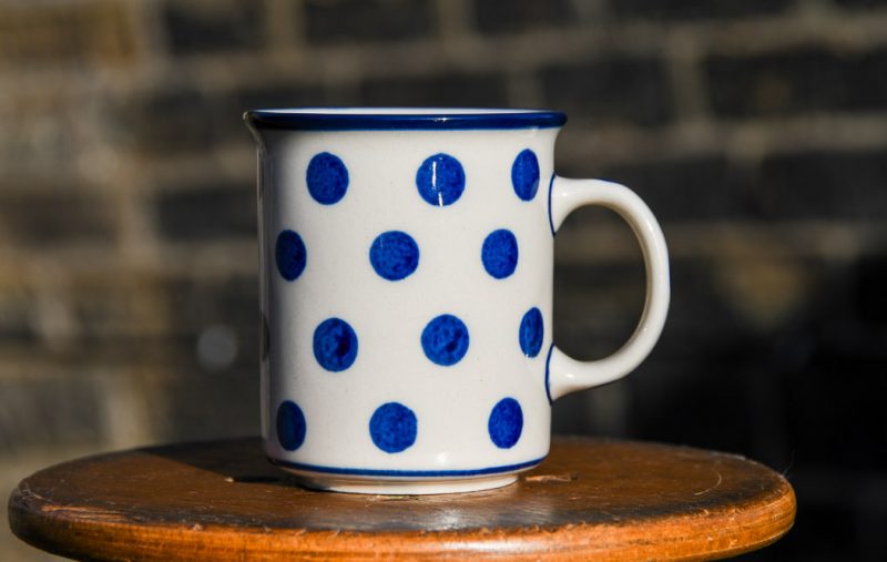 Polish Pottery Blue Spots Tea Mug by Ceramika Artystyczna